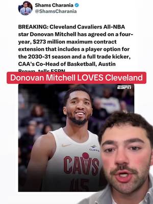 Donovan Mitchell is signing a HUGE extension to stay in Cleveland 🏆 @Max Loeb #NBA #basketball #cleveland #cavs #clevelandcavaliers 
