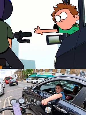 Future biker! The real thing vs the animation ✅  All the animations are previous posts, real interactions on the road. Brought back to life by the amazing @Zac Harding  Can you see the references? Love you x . #harveyridesbikes #animation #goodvibes #london #cartoon