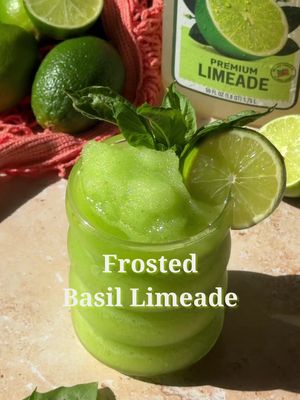 Currently obsessed with this Frosted Basil Limeade. 🍋‍🟩 🌿☀️   Made with @Florida's Natural Limeade, it's the perfect frozen cocktail for a summer afternoon. Lately, I've been trying to slow down and enjoy the little moments, whether that's sitting outside for a few minutes, catching up with friends, or treating myself to something refreshing.   Bright, citrusy, and the kind of drink I'll be making all summer long. ☀️🍹✨   #AD #FloridasNatural #AllKindsOfGoodness      Frosted Basil Limeade 🍋‍🟩      3/4 cup Florida’s Natural Limeade    2 oz vodka    4-6 basil leaves   1 oz fresh lime juice   1 cup ice    Lime and basil sprig for garnish       Add limeade, vodka, basil, lime juice, and ice to the blender and blend until smooth. Pour into a glass and garnish with lime and basil sprig.  