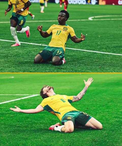 Nestory Irankunda and Connor Metcalfe became the fourth and fifth #Socceroos to score on their #FIFAWorldCup debuts 🔥 Following in the footsteps of Tim Cahill, John Aloisi and Craig Goodwin 🇦🇺 Iconic goals. Iconic knee slides 🤩