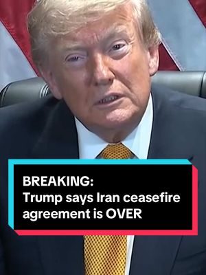 President Trump says the ceasefire agreement between the U.S. and Iran is "over" after the U.S. launched fresh strikes against Iran on Tuesday following reports of attacks on merchant ships in the Strait of Hormuz. #news #politics 