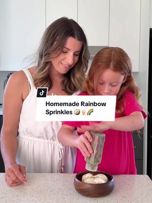 Whenever my 5 year-old asks for sprinkles… this is what I make 🌈🍦🥥 Ditch the over-processed, sugary sprinkles for something more natural or even homemade! This is my go-to recipe for homemade sprinkles ⬇️ SAVE for later ✔️ All the ingredients linked in my Amazon storefront (link in bio) 🌈🍦🥥 Coconut Rainbow Sprinkles  ½ cup unsweetened shredded coconut  ½ -1 tsp natural food powder: 🩷 Pink/red: Beetroot or dragonfruit powder; 💛Yellow/orange: Turmeric powder; 💚 Green: Green Spirulina (use a Hawaiian brand as they aren’t fishy tasting); 💙Purple/blue: Blueberry powder or Blue Spirulina; 🤎 Brown: Cocoa powder  1 tsp water (just enough to lightly dampen, not soaking wet)  Optional: a drop of vanilla extract and/or liquid stevia for flavour 📝 Preheat the oven to lowest setting (<175°F). If your oven doesn't go that low, prop the door open slightly with a wooden spoon and use “fan off” setting.  In a small bowl, combine coconut, natural food powder; mix throughly until evenly coated. Let sit for a minute to absorb.  Line baking sheet with parchment paper or silicone mat. Spread thin, even layer of coloured coconut. Break up any clumps with a fork. Repeat for other colours on separate sections or trays.  Place in the oven for 30-60 minutes until fully dried. Stir every 20–30 minutes with a fork to ensure even drying and break up clumps. Check frequently near end. They’re done when fully dry and crisp. Do not let them brown or burn.  Remove from the oven; let cool completely on tray. Store in airtight jar or container at room temperature 4-6 weeks. Sprinkle on ice cream, yogurt, chocolate pudding, smoothie bowls, etc.