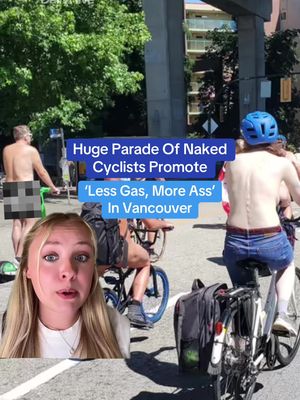 Huge parade of naked cyclists promote ‘less gas, more ass’ in Vancouver 🚴‍♀️🎙️-@olga🌟 #vancouver #van #nakedbike #vanlife #protest 