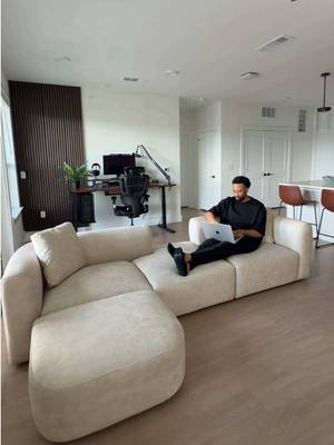 Setup my my new couch is just the beginning of the living room setup. Took me a while to find the right piece but I love it. What do you think?  #homedecor #apartmenttherapy #interiordesign #menslifestyle #livingroomdecor 