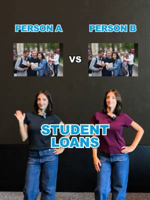 Two students decide to take on student loans for college… But, their outcomes end up looking completely different. Same student loan, different decisions. #debtfree #finance #financialliteracy #collegeacceptance #studentloans  (0526-L97E)