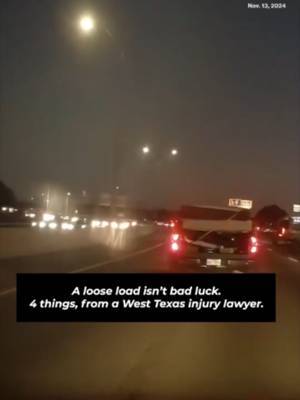 A flying mattress might seem like a joke—until it causes a serious crash. Texas law requires drivers to properly secure their loads. When cargo ends up in the roadway, the person responsible may also be responsible for the damage it causes. The hardest part is often identifying the vehicle it came from. Drive safe, tie it down, and look out for one another on West Texas roads. #TexasLaw #WestTexas #RoadSafety #I20 #TruckAccident #LegalTips