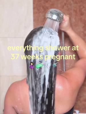 I told myself I’d induce labor by filming it and my thought was ooo how cool I’ll post it and call it my labor inducing everything shower 💔 failed. Also I didn’t shave my legs because I physically can’t unless I want to be extremely uncomfortable in the process. I used the L’Oréal hyaluron pure shampoo & the Gisou conditioner. #everythingshower #showerroutine #pregnancy #polyhydramnios #bodycare  @Dove Beauty & Personal Care @loréal paris usa @CYKLAR @Dial @Gisou 