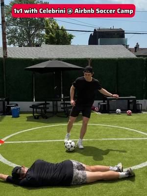 1v1 vs Macklin Celebrini at @airbnb soccer camp went well! #AirbnbPartner