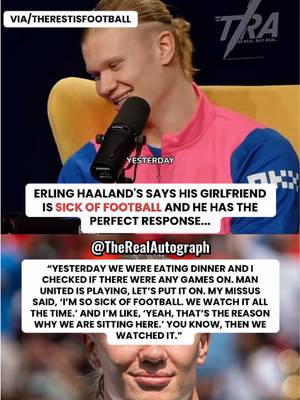 HAALAND SAYS HIS GIRLFREIND IS SICK IF FOOTBALL 😂😭 VIA/THERESTISFOOTBAL#haaland #footballtiktok #copamundial2026 #worldcup #norway 
