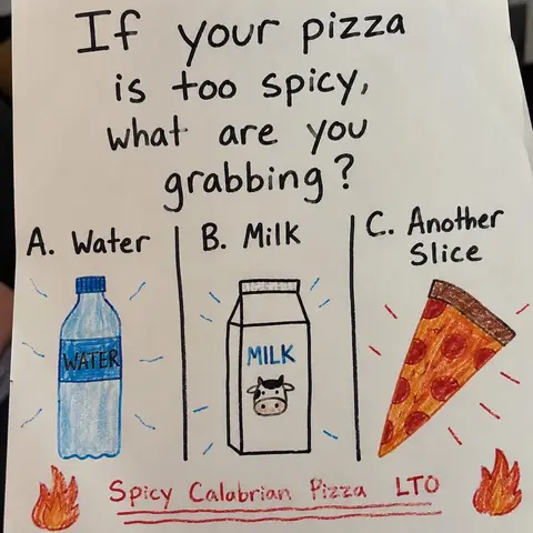 Be honest, what are you grabbing? 💧 water 🥛 i need some milk 🍕 another slice 🔥 nothing, i fear no pepper #pizza #nypizza #sbarro 