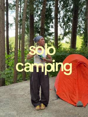 me a few years ago would never believe how comfortable I’ve gotten solo camping! I had a free night last week so I decided to go to a little front country campground - there were lots of families nearby which makes me feel a lot safer, but honestly I’m just so happy I have a brain that doesn’t spook very easily.  here’s a little peek at how it went :) #solocamping #femalesolocamping 