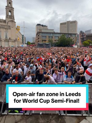 Leeds city centre WILL host a fan zone for the World Cup Semi-Final ⚽🏴󠁧󠁢󠁥󠁮󠁧󠁿 The giant screen is back on Millennium Square for England v Argentina on Wednesday! The big stage will be up for a little longer so England fans can watch the Three Lions in the sun this week with concert-style sound! Of course if England defeat the reigning champs, the fanzone will be back for the final on Sunday 🤩 Tickets are available now at £6 per person, just head to Millennium Square’s website! Doors open at 6pm with food and drink available too 🍺🍔 #leeds #leedscitycentre #worldcup2026 #itscominghome #threelions