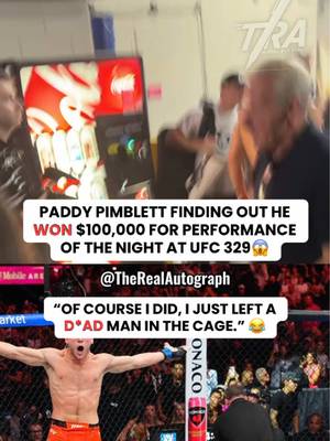 🚨PADDY PIMBLET REACTS TO GETTING THE $100,000 BONUS🫣😂#paddypimblett #bsd #ufc329 #UFC #mma 