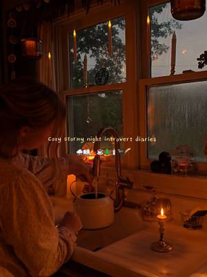 ⛈️📖🌲🕯☕️🍂🐈‍⬛️🪶 #stormyweather #darkandmoody #rainyweather #introvertdiaries ##cozyathome 
