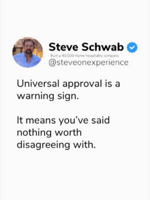 Universal approval is a warning sign.  If you try to build a brand or a business that appeals to absolutely everyone, you end up with something completely generic. True enterprise durability requires an unshakeable identity. When you stand firmly by your operational standards and core values, you will naturally create friction. That friction is a filter, it pushes away misalignment while cementing deep, long-term trust with the exact people you want to serve.#hospitalityindustry #foundermindset #leadershipcoaching #scaleyourbusiness