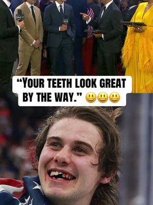 Jack Hughes’ dentist the real MVP 😆 #NHL #olympics #USA #JackHughes #hockey 