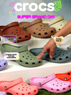 Ready for Crocs Super Brand Day? Register for our LIVE today and get access to exclusive savings on all crocs styles !!! 🌺🏜️🏄‍♀️ #CrocsUK #CrocsSuperBrandDay #crocs #tiktokshop #tiktokmademebuylt 