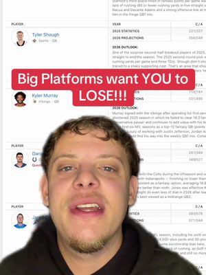 Big platforms want you to lose??? #fantasyfootball #nfl #walterpicks #quarterbacks #fyp 