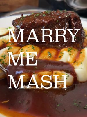 MARRY ME MASH 🥔✨ Recipe below ⬇️ This is the ultimate recipe for luxurious mashed potato. Ultra-smooth, buttery, garlic-thyme infused, finished with white pepper and nutmeg. Make no mistake - this is pure indulgence, and it will make your guests so silent at the table. Marry Me Mash: Peel and cube 1kg Maris Piper potatoes. Add to cold salted water, bring to the boil, then simmer gently until completely tender. Drain and leave to steam dry for 20-30 minutes (this step is key for texture). Meanwhile, gently simmer 200ml whole milk and 200ml double cream with 4 chopped garlic cloves and 3-4 thyme sprigs for 30 minutes to infuse. Strain and keep warm. Pass the dried potatoes through a ricer, then fold through 150g melted butter. For extra smoothness, push through a fine mesh sieve. Add the warm infused cream one ladle at a time until silky and smooth but still holding its shape. Season with fine salt, white pepper and a small grating of nutmeg. Taste and adjust. Bonus recipe - Braised Short Rib (perfect with this mash): Season 3-4 large beef short ribs generously with salt and pepper and sear in a hot casserole pot with 1 tbsp oil until deeply browned. Remove. In the same pot soften 1 diced onion, 2 diced celery sticks and 2 diced carrots. Add 2 tbsp tomato purée, 3 sliced garlic cloves, 3 thyme sprigs and 2 bay leaves. Deglaze with 500ml red wine, reduce slightly, then add enough beef stock (around 750ml-1L) to fully submerge the ribs. Return the ribs, cover and cook at 130°C for 4 hours until spoon tender. Remove the ribs, strain and remove the fat from the sauce (use a separator jug if you have one). Pass through a fine sieve and then reduce it until glossy and thick enough to coat the back of a spoon. Return the ribs to the sauce and baste. Silky mash. Sticky, rich beef. Absolute comfort food - elevated. #mash #potato #Recipe #cooking #dinner