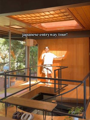 A quick tour of the entryway area of our Japanese inspired midcentury home! #japanesedesign #midcenturymodern #interiordesign #architecture #entryway 