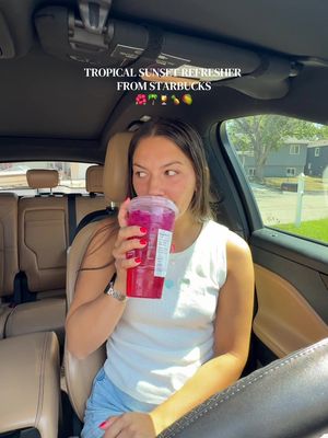 TROPICAL SUNSET REFRESHER FROM @Starbucks 🌺✨🍍🥭🌴🍹  How to order:  Mango dragon fruit refresher Light lemonade  Light passion tango tea  Peach juice 💛🌅  #lifestyleinfluencer #starbucksvlog #starbucksrefreshers #tropicalsunsetrefresher #starbucksdrinks 