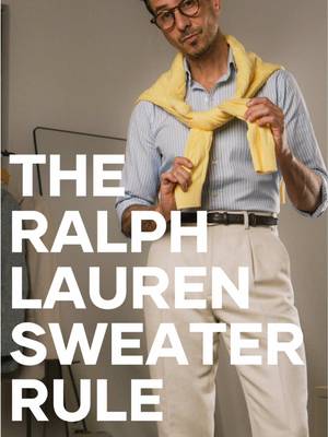 Want to dress like Ralph Lauren? Stop using those complicated sweater knots. The best sweater styling trick is the one that looks effortless. Here’s how to wear a sweater around your shoulders the way classic menswear was intended. #mensfashion #ralphlauren #oldmoney #menswear #styletips   