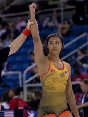 Aleia Apostol with another one for Cali 🌴 #fargo2026 #usawrestling
