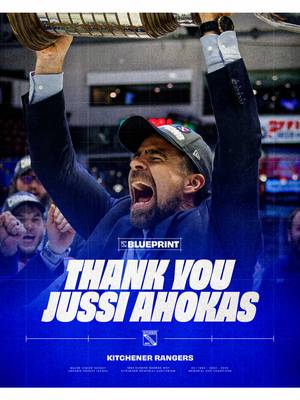Kiitos, Jussi Ahokas! 🇫🇮 The Kitchener Rangers announce Jussi Ahokas is departing the organization to become the next head coach of the Colorado Eagles in the American Hockey League.  Thank you for everything and congratulations , Jussi ❤️💙