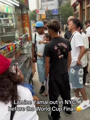 Lamine Yamal just out in NYC before the World Cup Final 😦 (🎥:@madinthecity1) #spain #argentina #worldcup #yamal #messi 