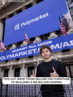 This guy went from selling his furniture to building a $15 billion empire 📈💰 Shayne Coplan drops out of NYU after one semester and spends two years grinding on crypto projects that go nowhere.  By 2020 he's so broke he's listing his own furniture on eBay to make rent. Then COVID hits and nobody knows what's going to happen.  When does this end? When do schools reopen? When is the vaccine coming?  Every newspaper and TV channel gives a different answer, and no one is accountable for any of it.  So he locks himself in his bathroom and builds Polymarket, a site where you bet real money on real-world questions.  The first one: when does New York City reopen? ✓ Makes every wrong answer cost you money, so people actually do the research ✓ Turns crowd predictions more accurate than any expert on earth ✓ Shows Trump winning at 70% in 2024 while every major poll calls the race a tie, and gets it right ✓ Draws $3.6 billion wagered on that single question Broke, selling furniture on eBay → nobody's accountable for their predictions → builds a market where being wrong costs you → beats every pollster in 2024 → FBI raids him, charges dropped → $2B from NYSE's parent → $15B valuation. Sometimes the truth comes out only when people have to put money behind their opinions. What would people be far more honest about if being wrong cost them money? 🤔 #Business #Polymarket #Prediction #Success #Entrepreneur @Polymarket @polymarketsports 