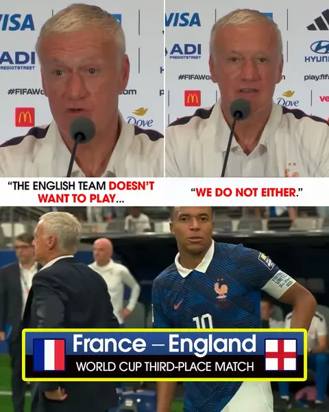 Didier Deschamps and Ibrahima Konate didn’t hold back their feeling about playing for third place in the World Cup on Saturday 😅 Despite his disappointment with not being in the final, Deschamps spoke to taking pride in their last performance of the tournament. “Let’s not complain,” Deschamps said. “How many teams did go back home? Forty-four before the semifinals. We didn’t play the match that we were hoping to play, but we do have a match for the third-place playoff. And there’s a duty. … We have a responsibility to wear this jersey for the French people who are cheering us.” #FIFAWorldCup #France 
