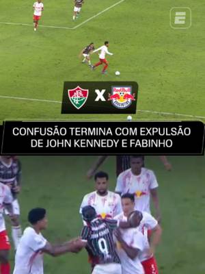 Clima quente em Fluminense x Red Bull Bragantino! 🟥🔥 Jogadores trocaram empurrões em campo, e John Kennedy, do Fluminense, e Fabinho, do Red Bull Bragantino, foram expulsos. O árbitro também distribuiu cartões amarelos para outros jogadores após a confusão. #FutebolNaESPN #bragantino #fluminense #johnkennedy #tiktokesportes