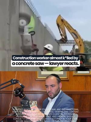 A concrete saw falling off a ladder toward a worker's head is not just dangerous. Under New York Labor Law, it is a case. Height- and gravity-related construction injuries carry strict liability in New York. The property owner and general contractor are on the hook regardless of fault. The missing safety equipment visible in this video only adds to the violations. New York has some of the strongest protections for construction workers in the country. Most workers do not know that until after they get hurt. If you were injured on a job site in New York City, call us the same day. We handle construction accidents, personal injury, car accidents, slip and fall, and premises liability across all 5 boroughs of New York City. Free consultation (516) 531-7833.