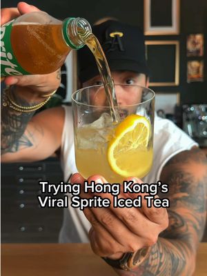 Trying the viral Hong Kong Sprite Tea  #icedtea #coffee #mycoffeeorder #drink #trend 