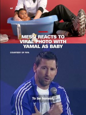 Soccer star Lionel Messi reacted to the viral photos of himself and Lamine Yamal as a baby ahead of the World Cup Final between Spain and Argentina.