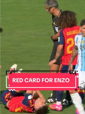 IT'S A RED CARD FOR ENZO 🟥 Enzo Fernandez was sent off for this challenge on Pau Cubarsí. #FIFAWorldCup #FIFAWorldCup2026 
