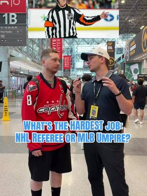 What do you think the hardest job is, NHL Referee or MLB Umpire? 🤔 #fanaticsfest #nhlhockey #mlbballstar 