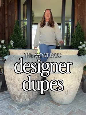 Link in my bio. These are the most epic designer dupes that I have found so far in 2026… I shared yesterday but realized I needed to share again because one color has already sold out and they are being grabbed so fast! These are new release pots that I got in both colors. They are currently $178 (whaaaat?!), and no one’s talking about them, but I promise you they will fully sell out here likely today because it’s already started! They are 30” tall, suuuuper heavy, they have a great texture and give any space that European vibe. They can be used indoors or out (I have 2 of the dark ones for trees on my front porch now!). Unbelievable find!!!  When they sell out, they’ll be out for months; this happened with my pots that went viral before, so move quickly!! Love you girly 😘 Happy decorating. Xoxo,  Hannah https://www.shopltk.com/explore/RushtonHome/posts/f2bf8616-7d8d-11f1-8765-f6921b66d891 LinkDM *625*