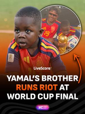 He just doesn’t stop 🤣😆 Lamine Yamal’s little brother, Keyne, was as hyper as ever in the World Cup final after Spain beat Argentina 1-0 thanks to a Ferran Torres late goal.  #keyneyamal #lamineyamal #worldcupfinal #spain #worldcup 