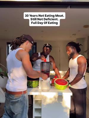 30+ years without meat. This is everything we eat in a day 💪🏽 (recipes via link in bio) The healthiest people we know don't follow a diet! @PETA @David Olu  They just eat healthy. The aim is not to push a certain narrative. No one has the manual. There's no one-size-fits-all approach to food. It took many years to find what works for us and to develop our own approach. We didn’t have many people that looked like us eating this way.  Question. Experiment. Create 👊🏽 10am: Seasonal fruit + ginger  11am: Spinach-chickpea wrap w scrambled tofu  3pm: Sweet potato sandwich (inspired by @ramoan) 7pm: Tempeh & butter bean curry  #unprocess #wholefoods #whatieatinaday #protein 