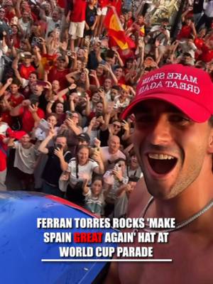 SEE IT: Spain World Cup champion Ferran Torres gives fans a front-row look at the national team's championship parade, sharing a POV video from the celebration on his Instagram Story while wearing a "Make Spain Great Again" hat. The championship-winning forward rides through the packed streets as supporters celebrate Spain's title, with the hat quickly drawing attention online.