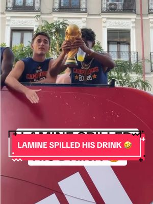 Lamine Yamal spilled his drink all over himself while lifting the #FIFAWorldCup trophy 🤣🏆 (via IG/carodominguezuy) #FIFAWorldCup2026 