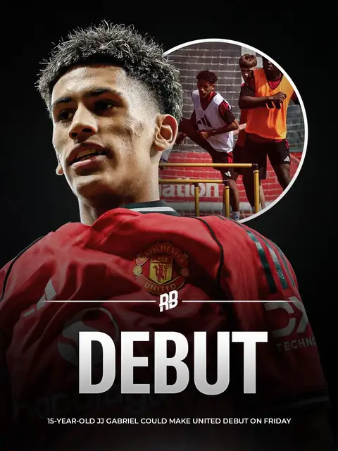Can’t wait for this… Man United could hand JJ Gabriel his first-team DEBUT on Friday when they play Rosenborg 👀 JJ was spotted training with United’s first-team on Tuesday ahead of the pre-season friendly against Rosenborg on Friday. He is expected to travel with the squad to Norway, where he could make his first senior appearance. 🤯 If you don’t already know by now, JJ has been tearing it UP at academy level for United. Training with the first-team, publicly backed by senior players in the media but now his time to shine on the biggest stage is coming soon. Still just 15 years old too. Was training with Ian Maatsen earlier this month… gonna be a big season for the United wonderkid. 👀🔜 #JJGabriel #ManchesterUnited #Football #Debut #Risingballers 
