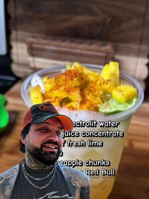 I saw @bloomingwithsabrina make this drink for the Texas heat with @Electrolit, @Red Bull @TajinUSA Official Account 