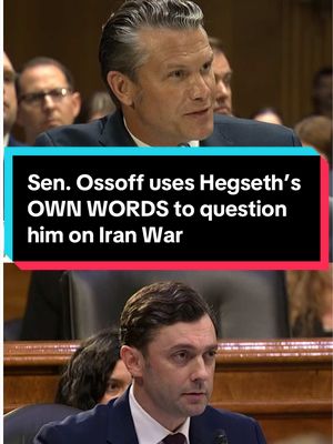 Watch Sen. Jon Ossoff, D-Ga., PRESS Defense Secretary Pete Hegseth on his previous statements on the Iran War. #news #politics 