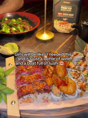 the only wednesday agenda you need 🍷🍣 #pfchangs #winewednesday #sushiboat #wine 