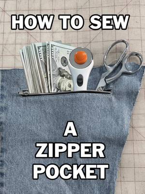 How to sew a zipper pocket  #tutorial #sewingtutorial #learntosew #upcycling 