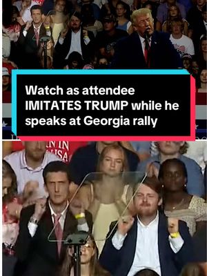 An audience member at President Trump's Georgia rally shows off his Trump impersonation as the president speaks in front of him. #news 
