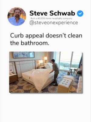 Curb appeal doesn’t clean the bathroom.  A flashy exterior and slick branding might get guests through the door, but it’s the unglamorous, behind-the-scenes work that keeps them coming back. Reputation isn't built on first impressions alone, it’s won or lost in the everyday details. Respect the work happening on the ground, because operational quality is the real foundation of enterprise value.#leadershipmindset #shorttermrentals #companyculture #hospitalitymindset