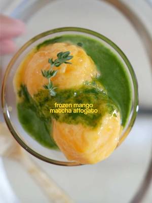 i made the frozen mango trend with matcha and…why did I not try this sooner? 😭🥭🍵 #fyp #frozenmango #frozenfruittrend #mangomatcha #icecream 